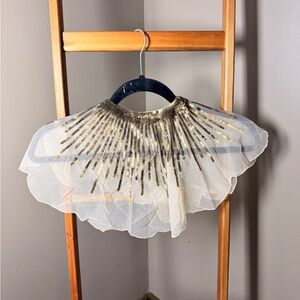 Joyfolie White & Gold Sequin Tulle Capelet